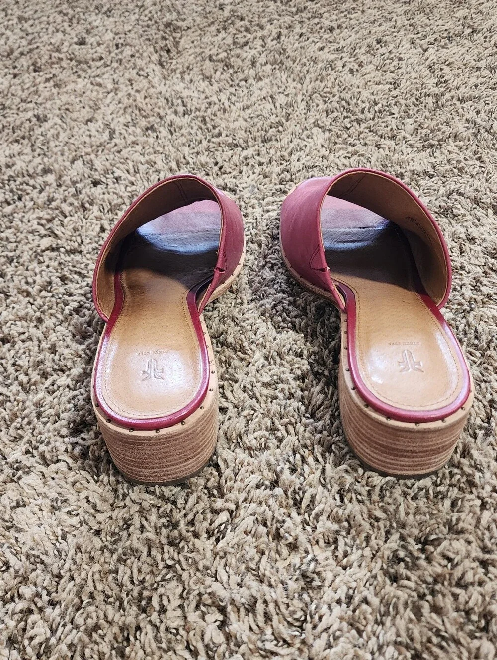 Frye Women's Open Toe Slide Mule Block Heel Plum Color 8.5 Cottagecore - Picture 6 of 13